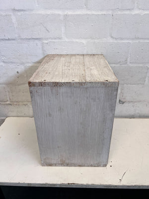 Rustic White Wash Wooden Storage Cube