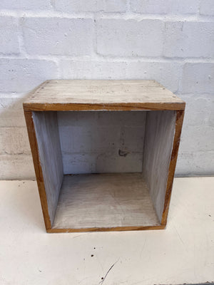 Rustic White Wash Wooden Storage Cube