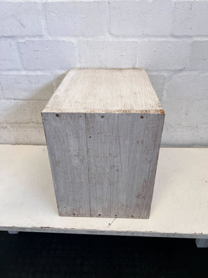 Rustic White Wash Wooden Storage Cube
