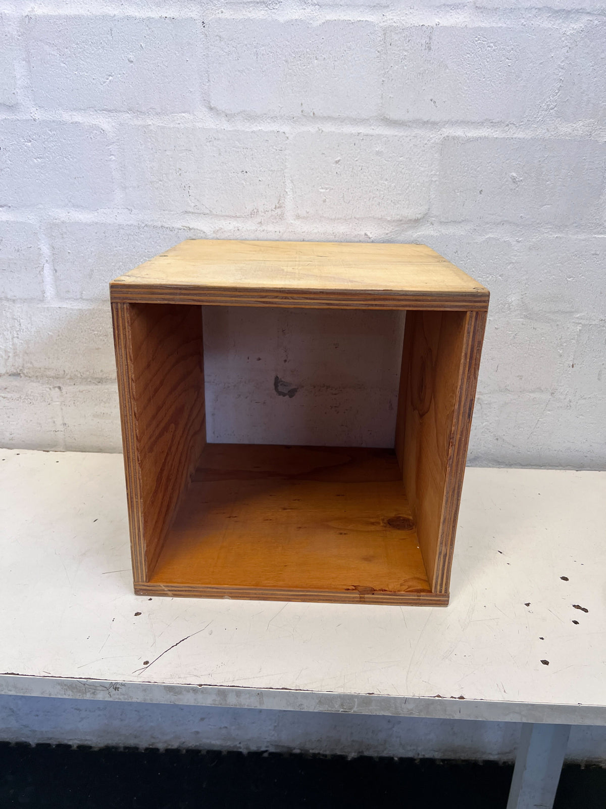 Versatile Wooden Storage Cube | Rustic Plywood Shelf