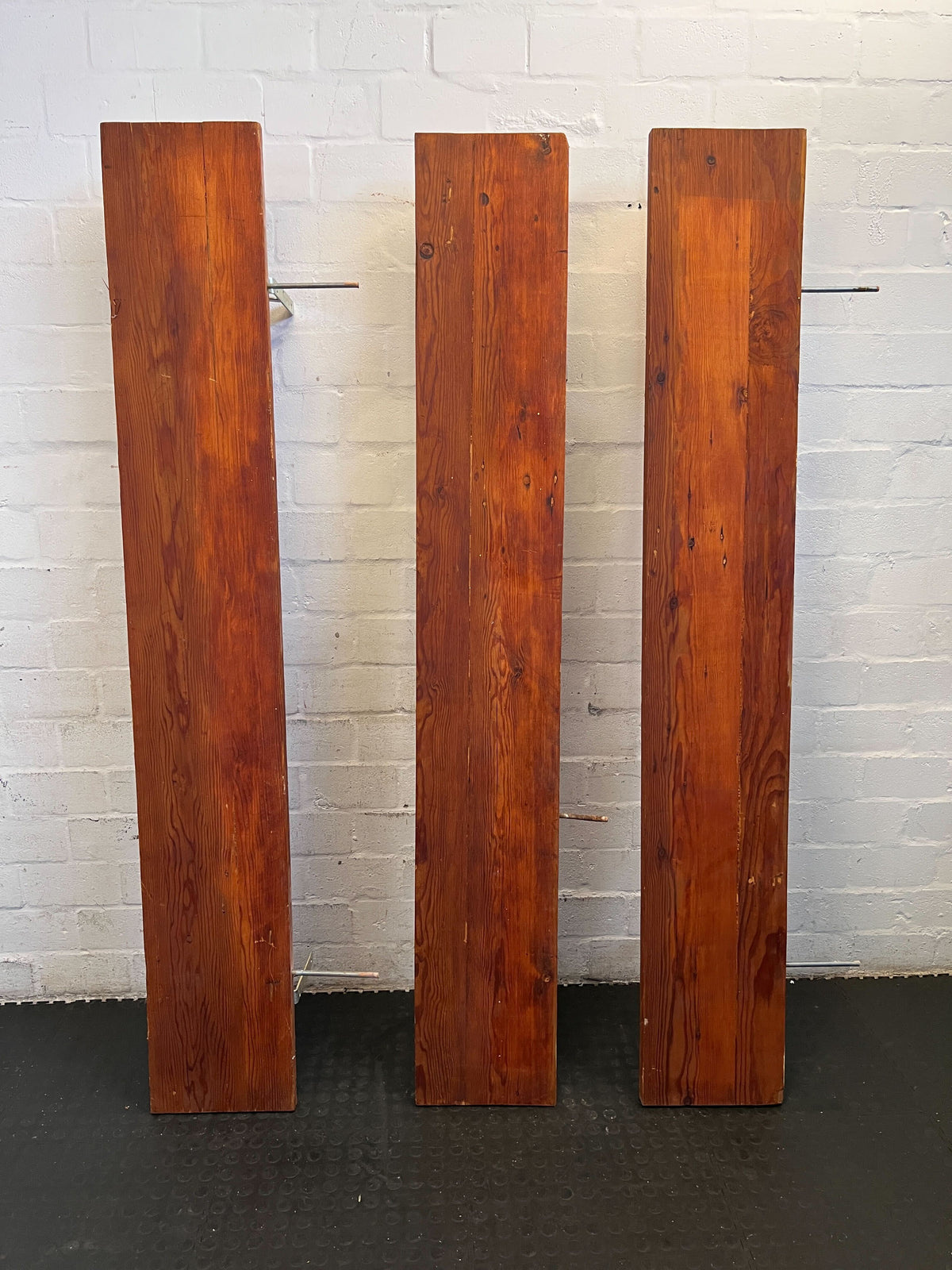 Rustic Pine Folding Wall Shelf with Metal Brackets 30cm by 2m