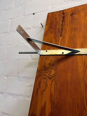 Rustic Pine Folding Wall Shelf with Metal Brackets 30cm by 2m