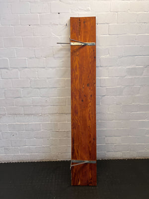 Rustic Pine Folding Wall Shelf with Metal Brackets 30cm by 2m