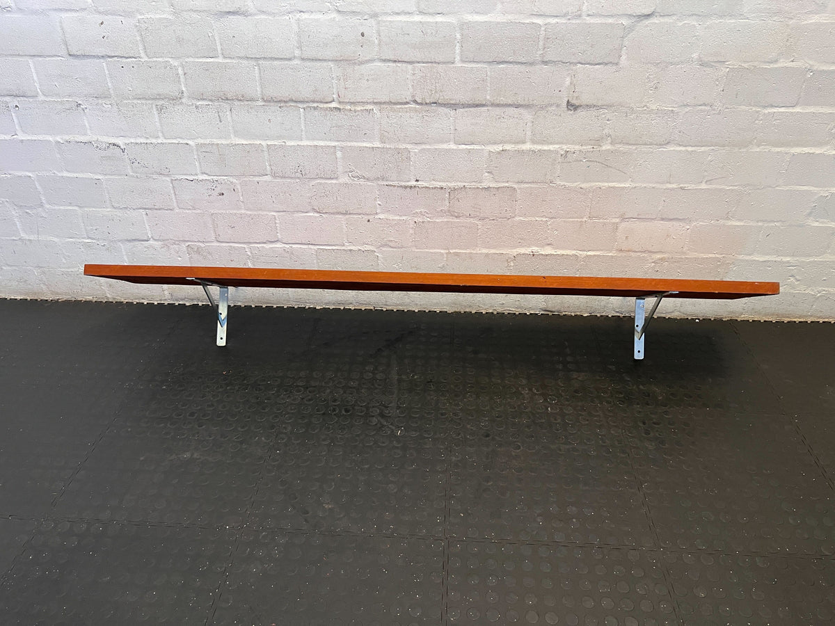 Rustic Pine Folding Wall Shelf with Metal Brackets 30cm by 2m