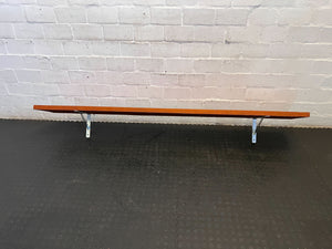 Rustic Pine Folding Wall Shelf with Metal Brackets 30cm by 2m