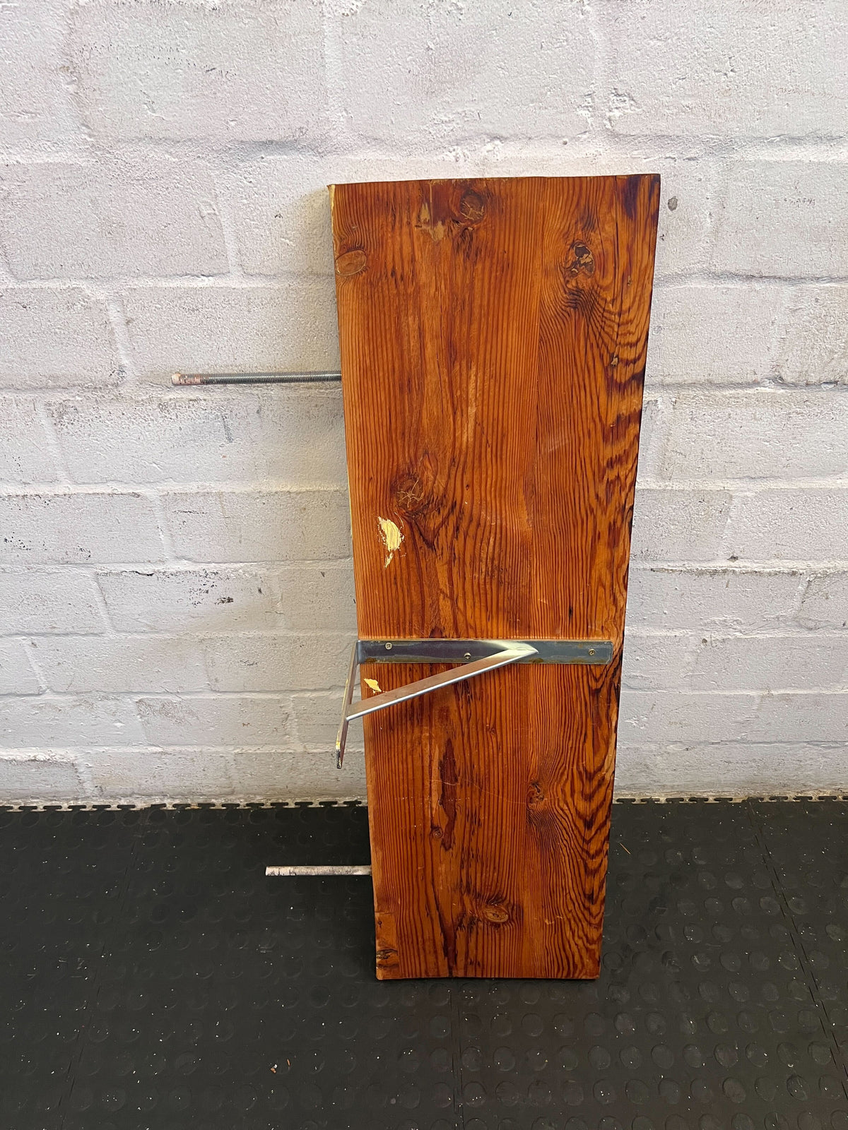 Rustic Pine Wall Shelf with Metal Brackets 1m by 30 cm