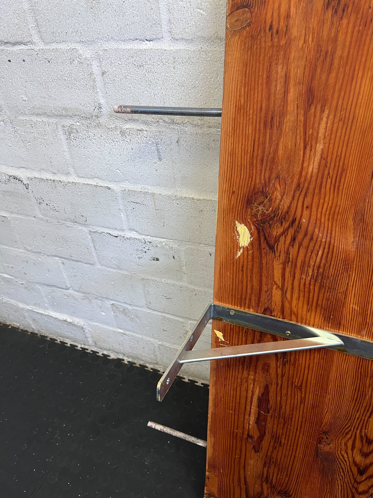 Rustic Pine Wall Shelf with Metal Brackets 1m by 30 cm