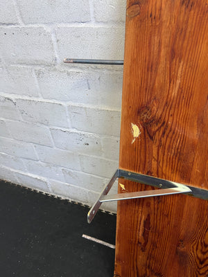 Rustic Pine Wall Shelf with Metal Brackets 1m by 30 cm