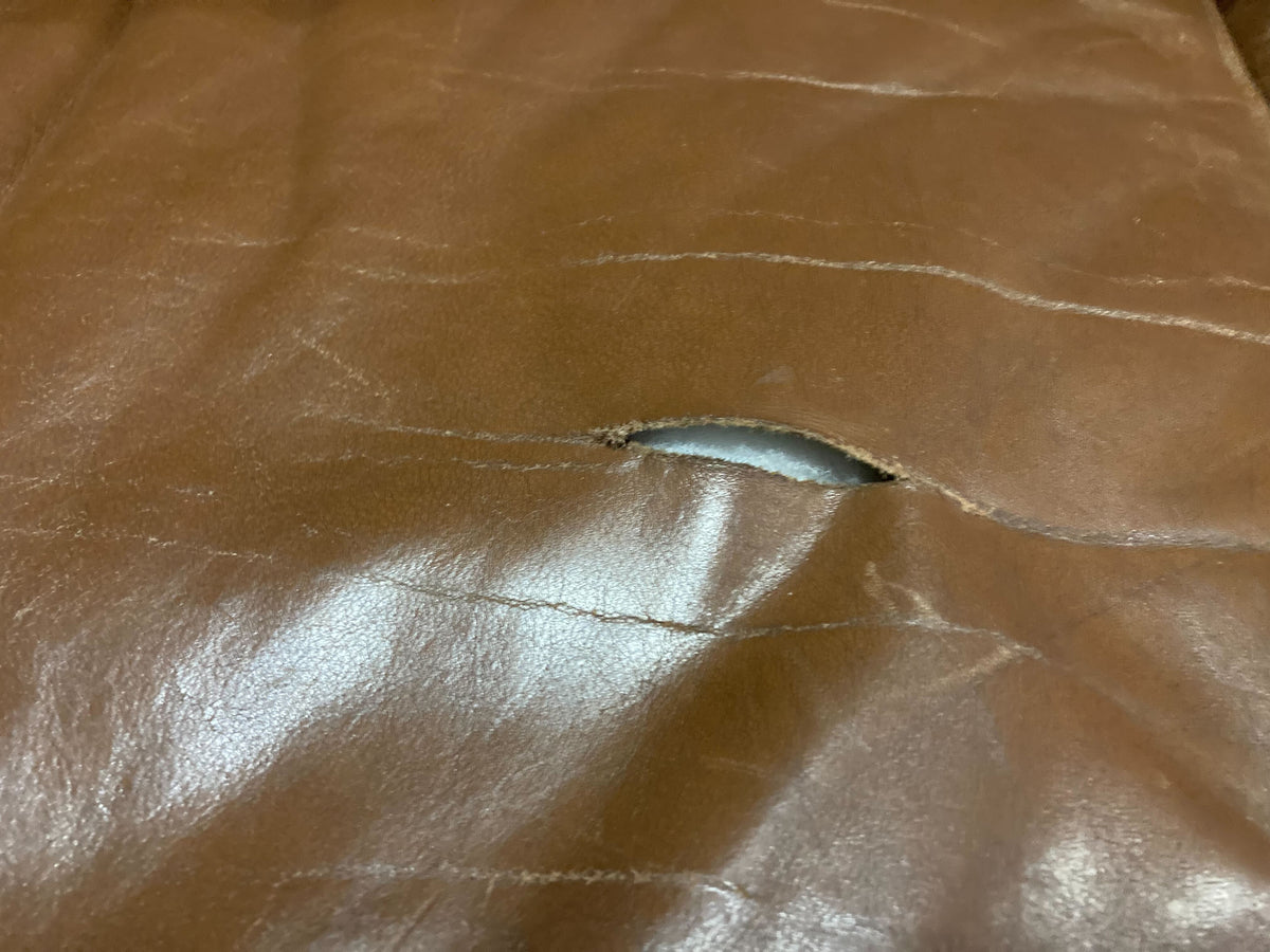 Brown Leather Two-Seater Sofa with Decorative Nails - Has A Minor Tear - REDUCED