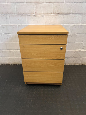 Light Wood Effect 4-Drawer Filing Cabinet with Lock - 2ndhandwarehouse.com