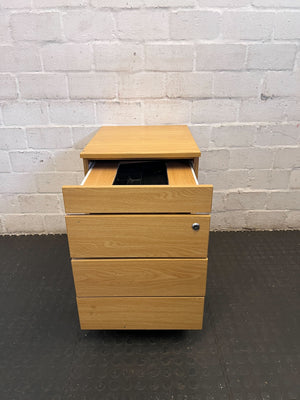 Light Wood Effect 4-Drawer Filing Cabinet with Lock - 2ndhandwarehouse.com