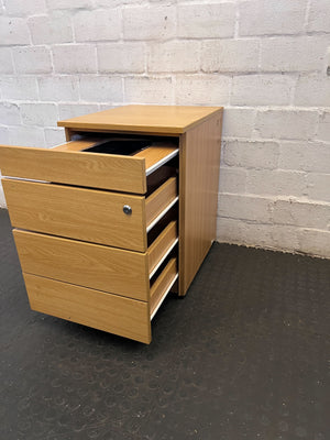 Light Wood Effect 4-Drawer Filing Cabinet with Lock - 2ndhandwarehouse.com