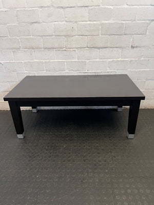 Sleek Black Rectangular Coffee/Utility Table with Modern Accents