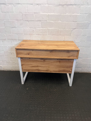 Modern Wood Desk with White Drawer & Cubbies