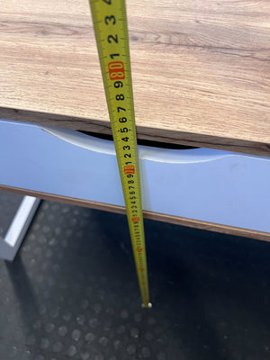 Modern Wood Desk with White Drawer & Cubbies