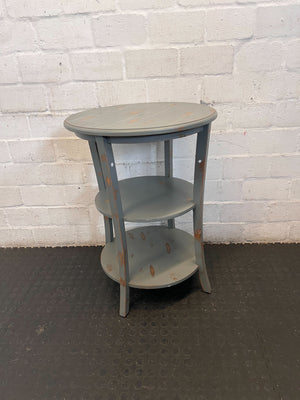 Charming Distressed Grey 3-Tier Round Side Table