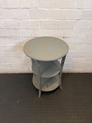 Charming Distressed Grey 3-Tier Round Side Table