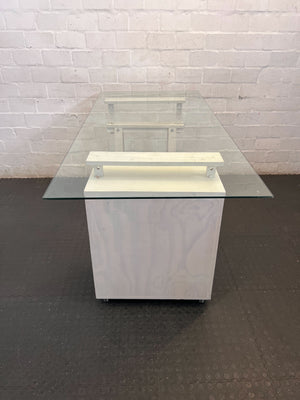 Chic Glass Top Desk with Trestle & Mobile Storage 170 x 80cm