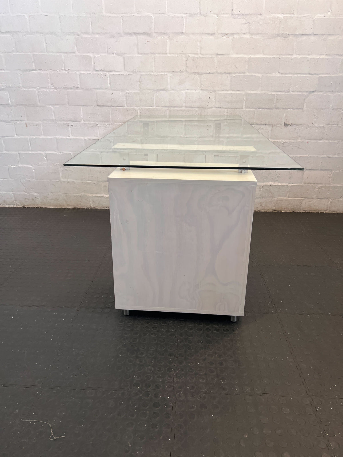 Chic Glass Top Desk with Trestle & Mobile Storage 170 x 80cm