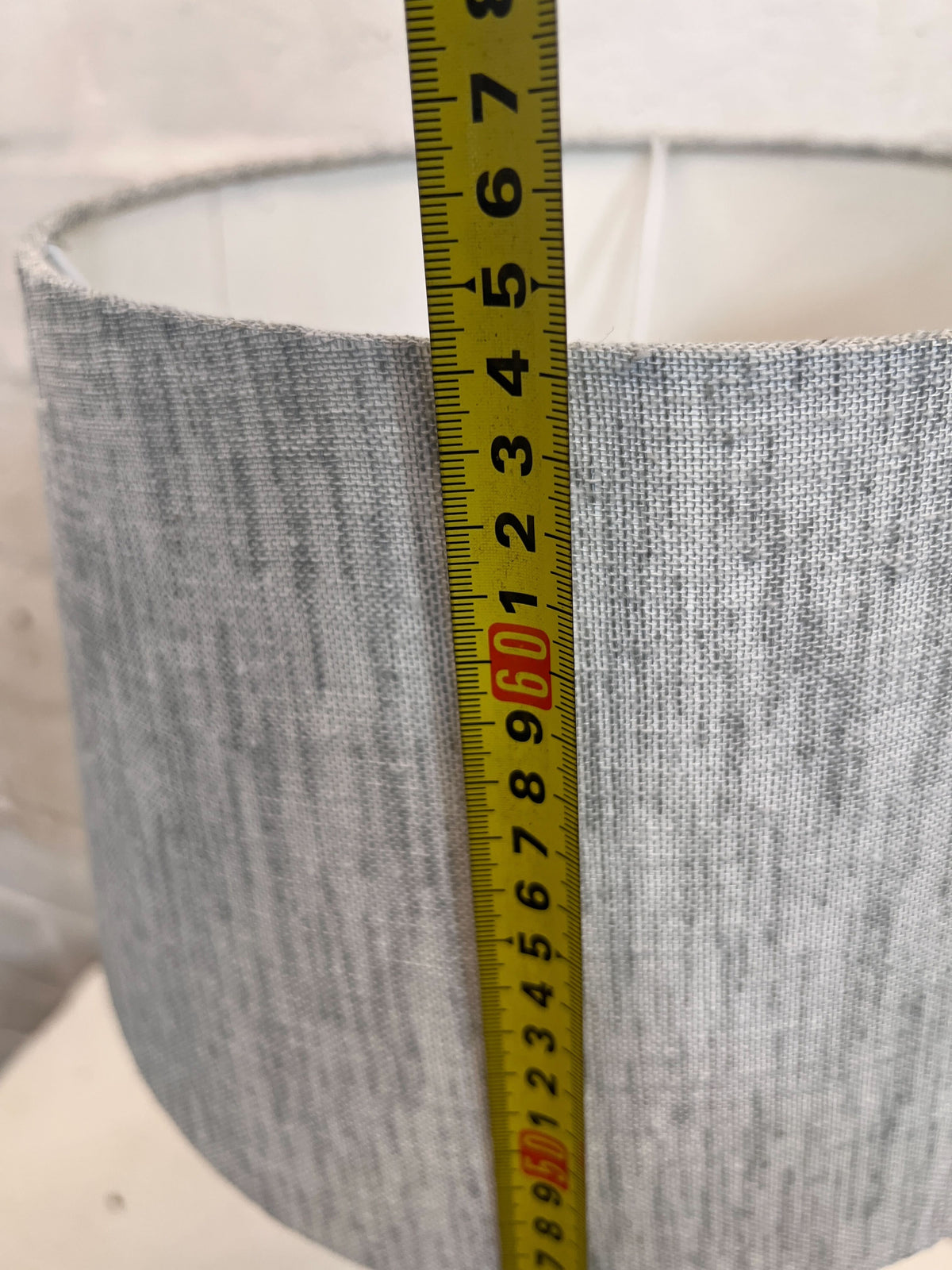 Elegant Brushed Brass Table Lamp with Grey Fabric Shade