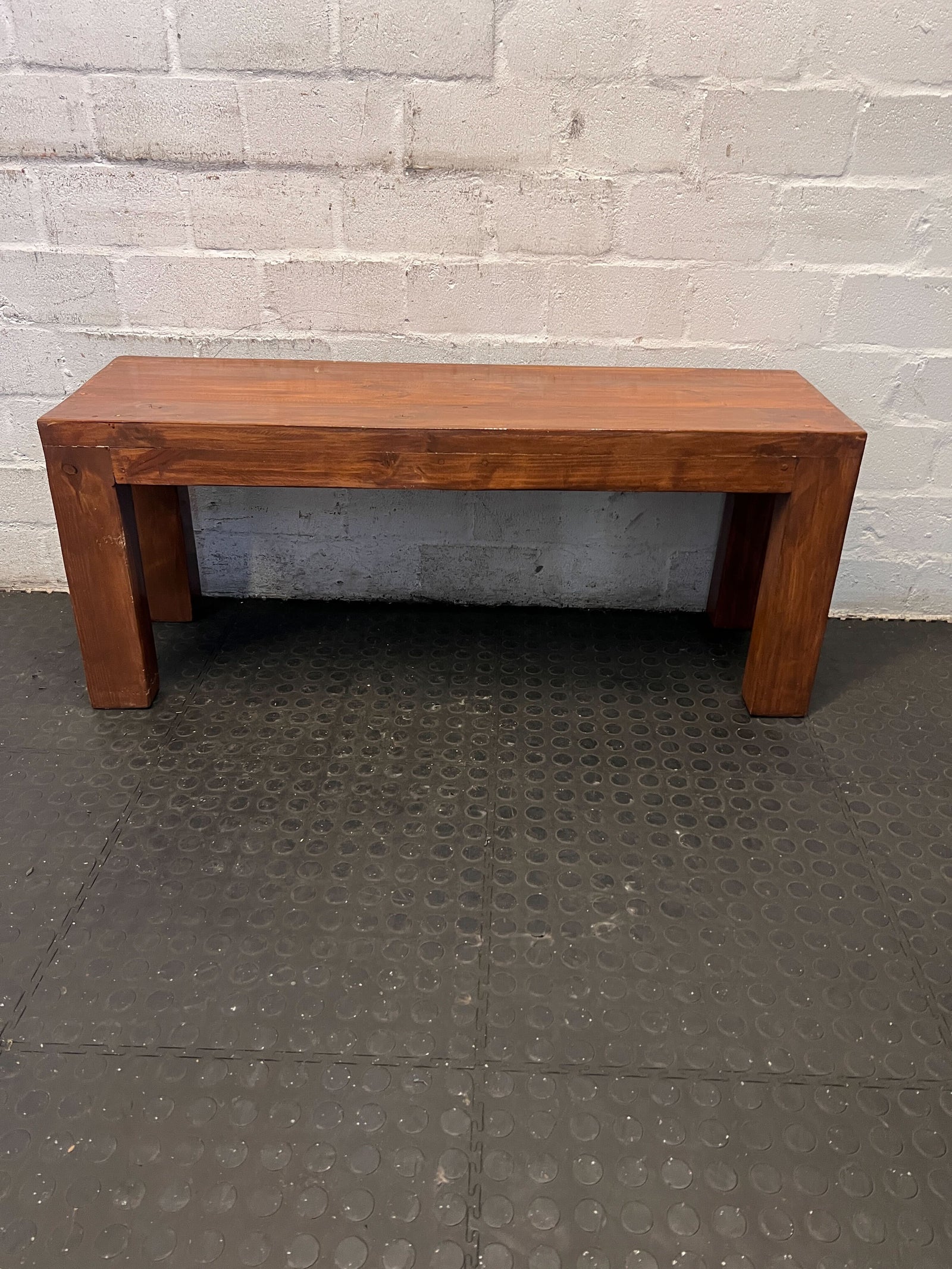 Solid Wooden Rectangular Console Table - Rich Brown Finish, Minor Scratches