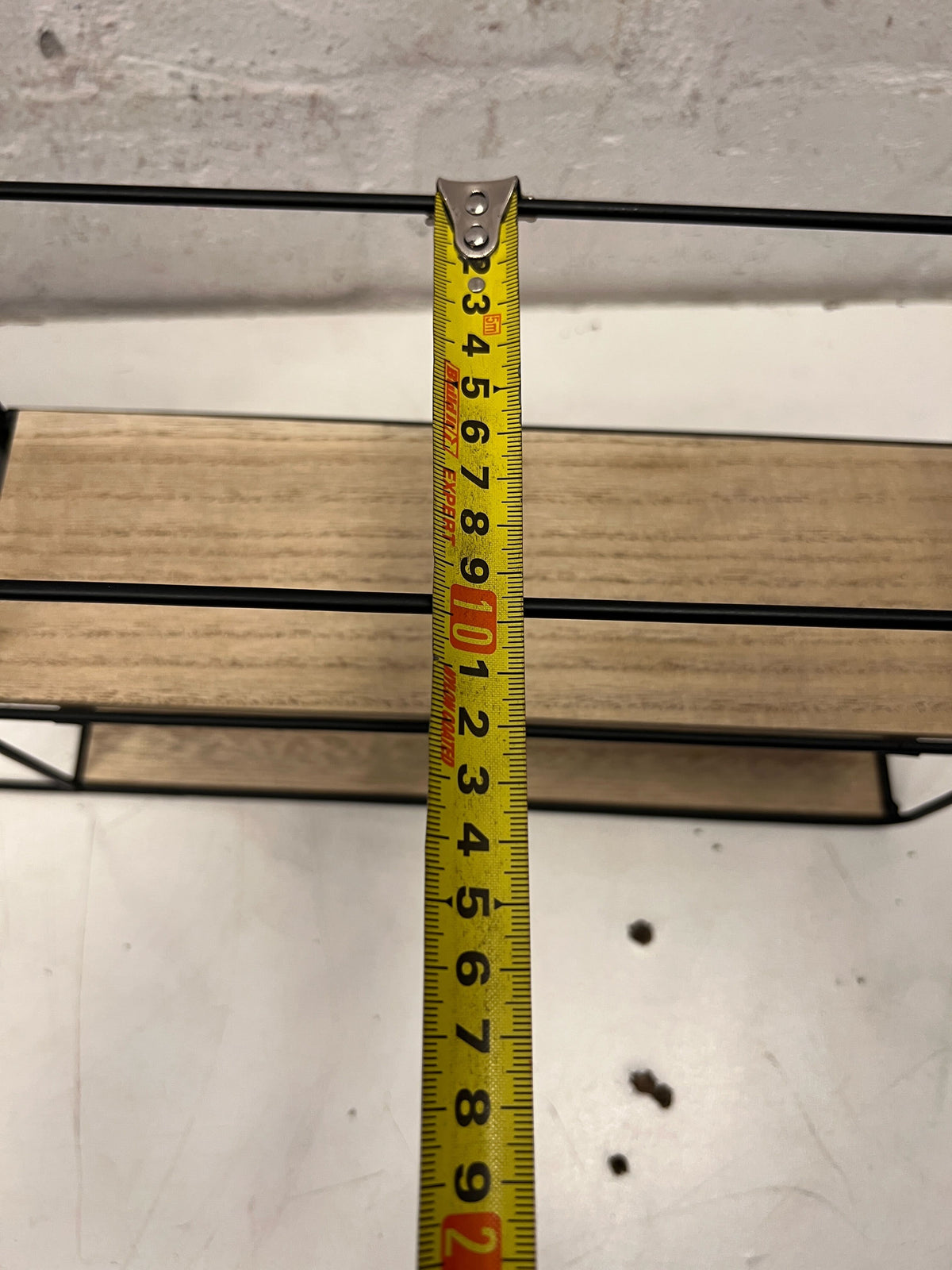 Industrial Style Wall Shelf with Round Mirror & Wood Shelves