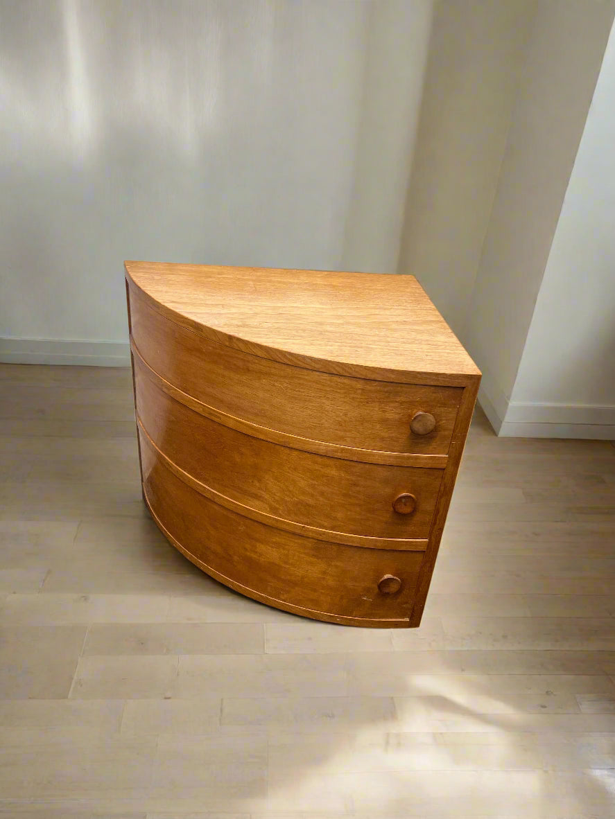 Vintage Curved Plywood Chest of Drawers - Light Finish