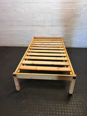 Sturdy Wooden Single Bed Frame with Slats - 2ndhandwarehouse.com