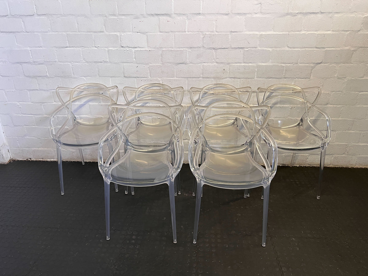 Stylish Transparent Acrylic Armchair with Minor Wear