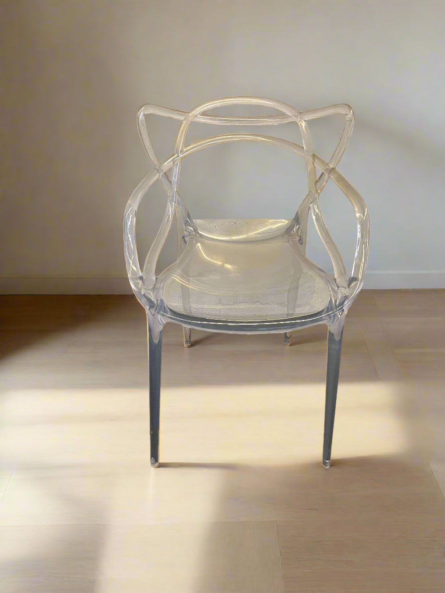 Stylish Transparent Acrylic Armchair with Minor Wear