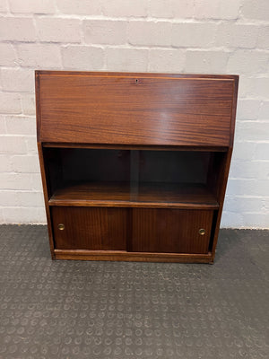 Vintage Mahogany Writing Desk with Red Leather Inlay