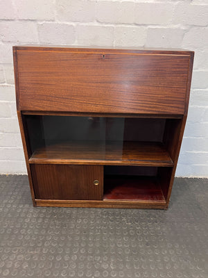 Vintage Mahogany Writing Desk with Red Leather Inlay