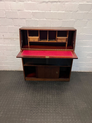 Vintage Mahogany Writing Desk with Red Leather Inlay