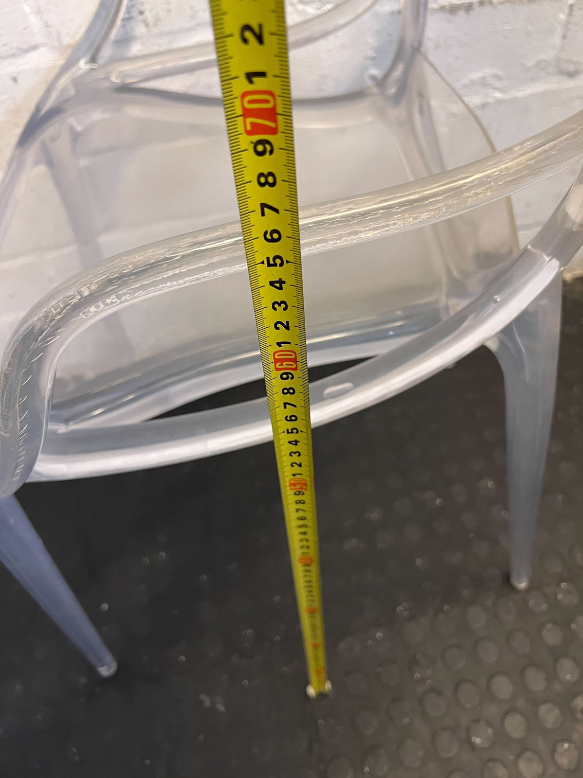 Stylish Transparent Acrylic Armchair with Minor Wear