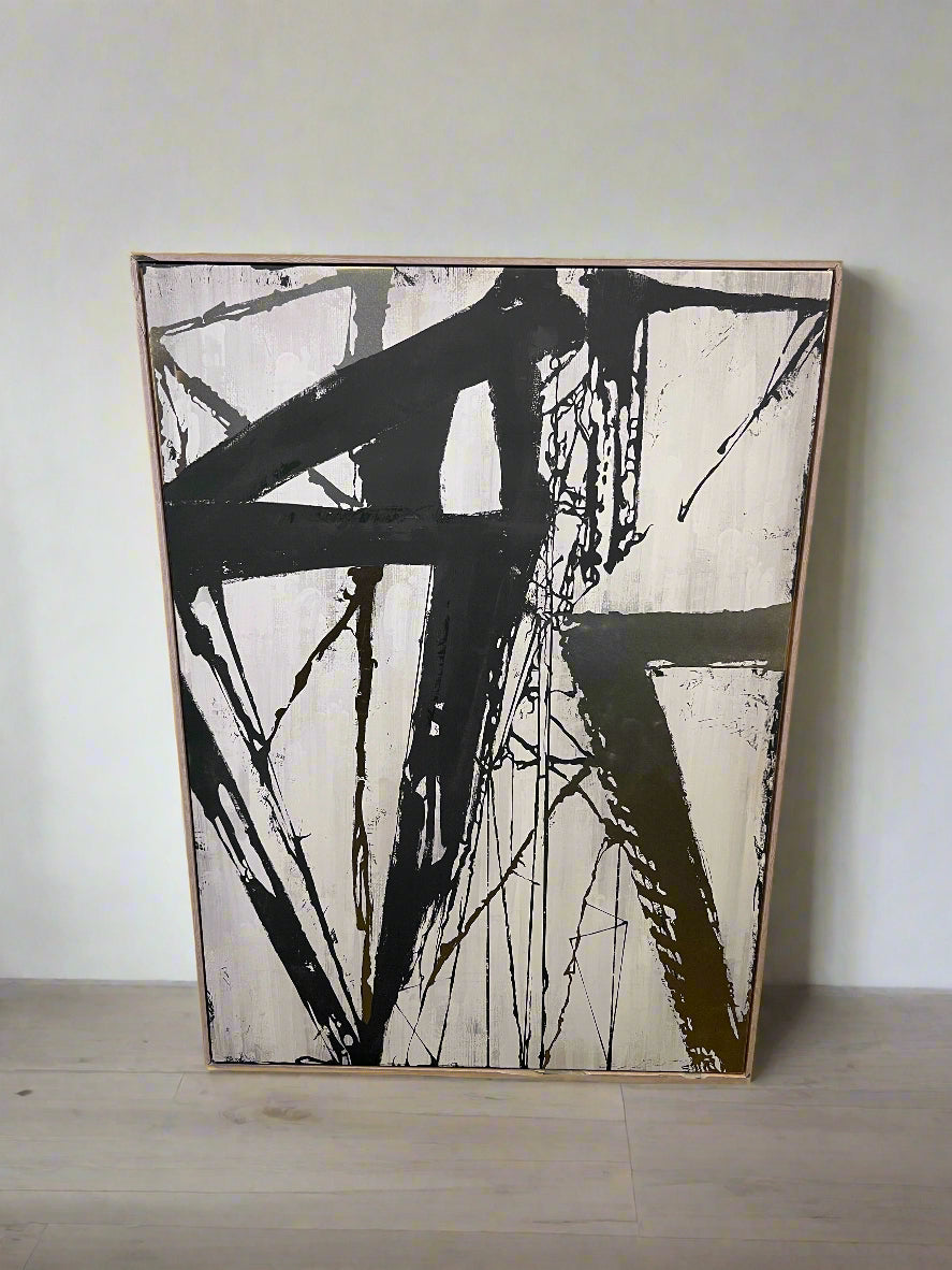 Abstract Black and White Wall Art 140 x 100cm