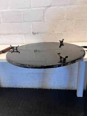 Rustic Oval Metal Serving Platter with Wooden Handles - 2ndhandwarehouse.com