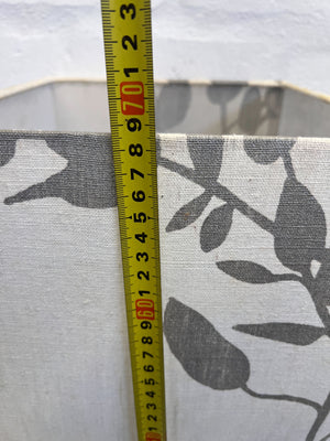 Elegant Grey Floral Table Lamp with Modern Metal Base - REDUCED