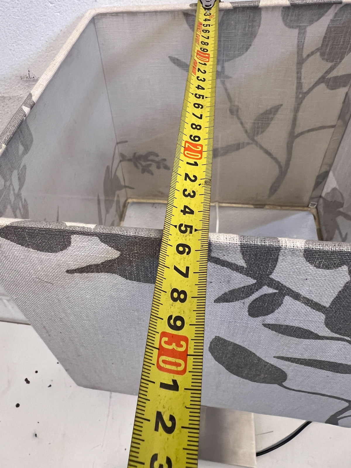 Elegant Grey Floral Table Lamp with Modern Metal Base - REDUCED