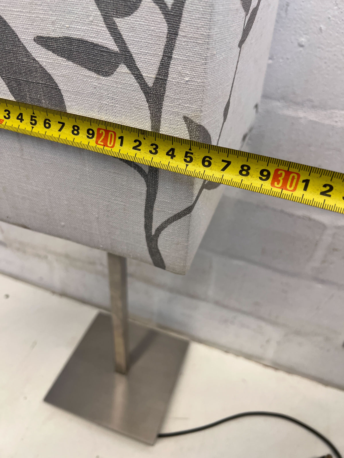 Elegant Grey Floral Table Lamp with Modern Metal Base - REDUCED