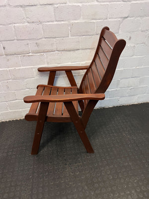 African Comfort Wooden Lounge Chair - Dark Brown, Slatted Design