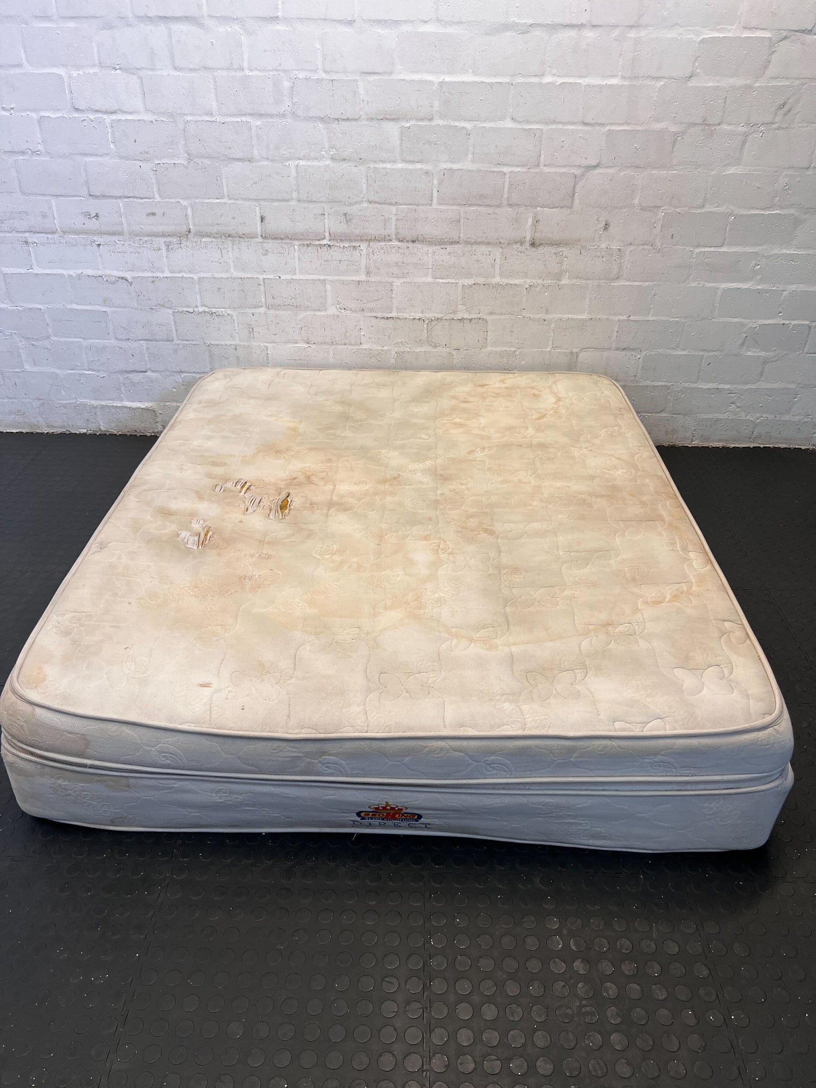 Comfortable Queen sized Mattress - Soft Cream Fabric, Some Minor Stains