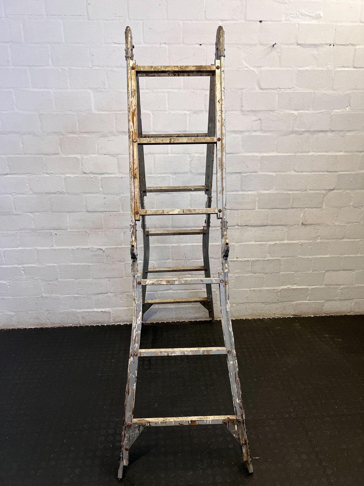Vintage Metal A-Frame Ladder - Rustic Charm with Character