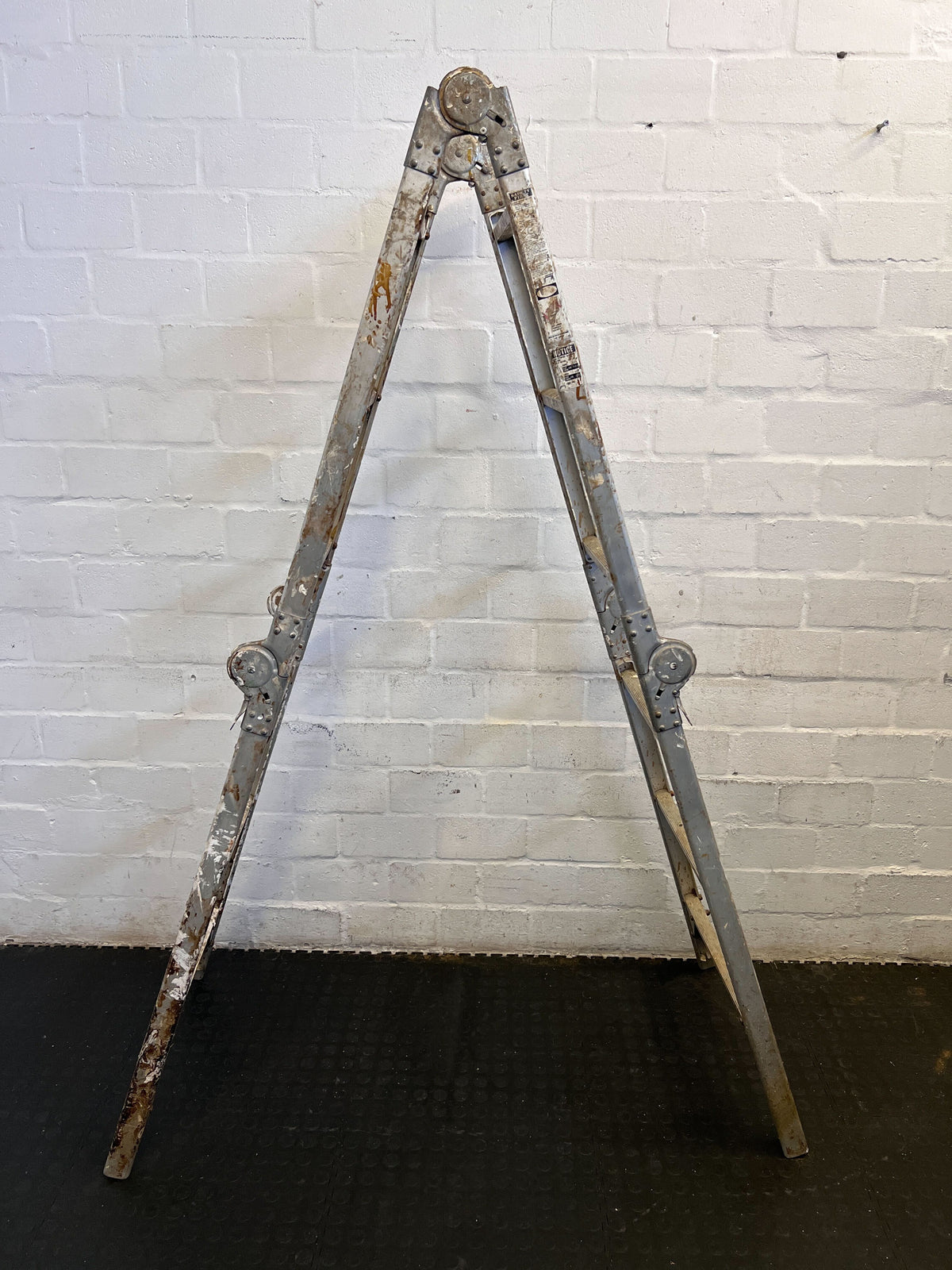 Vintage Metal A-Frame Ladder - Rustic Charm with Character
