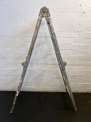 Vintage Metal A-Frame Ladder - Rustic Charm with Character