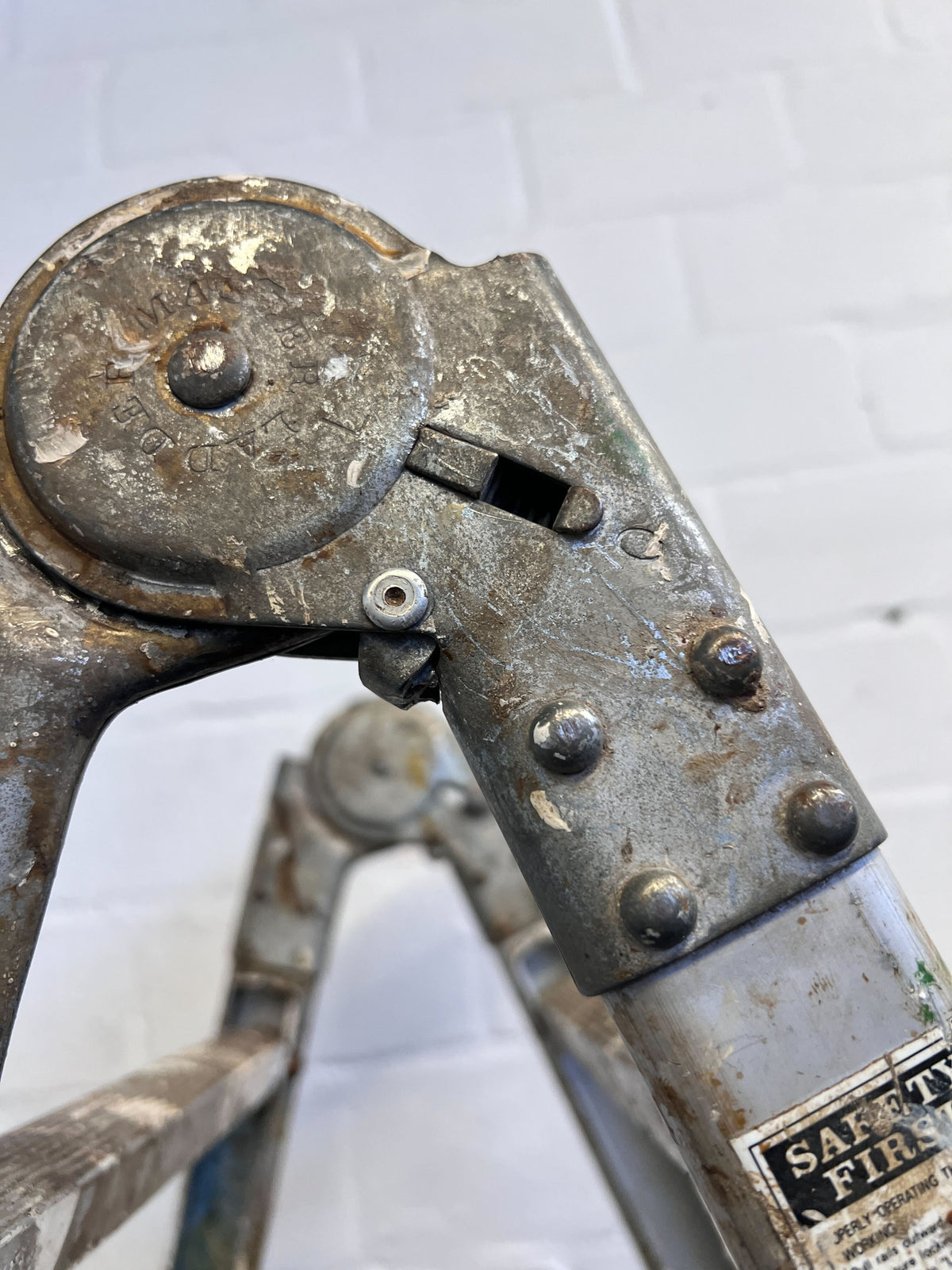 Vintage Metal A-Frame Ladder - Rustic Charm with Character