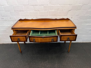 Elegant Vintage Writing Desk - Mahogany Finish, Carved Details