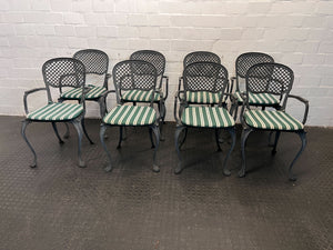 Vintage Green and White Striped Metal Chair