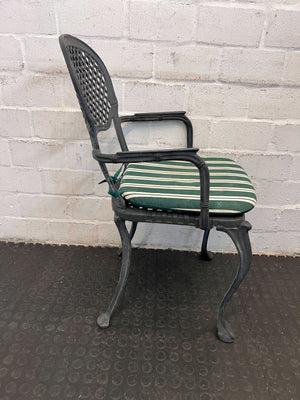 Vintage Green and White Striped Metal Chair