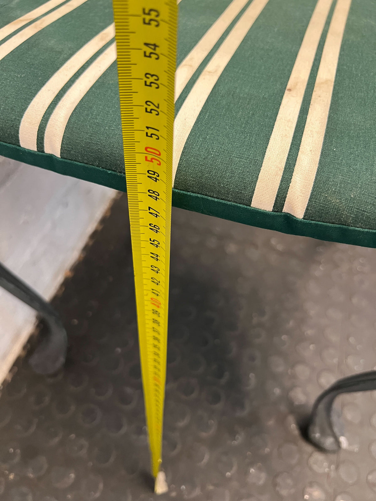 Vintage Green and White Striped Metal Chair