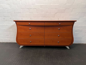 Elegant Cherry Wood Chest of Drawers with Silver Handles